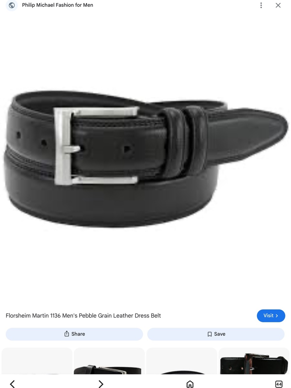 Florsheim Martin 1136 Black Pebble-Grain Leather Belt Silver Buckle NWOT Sz 40